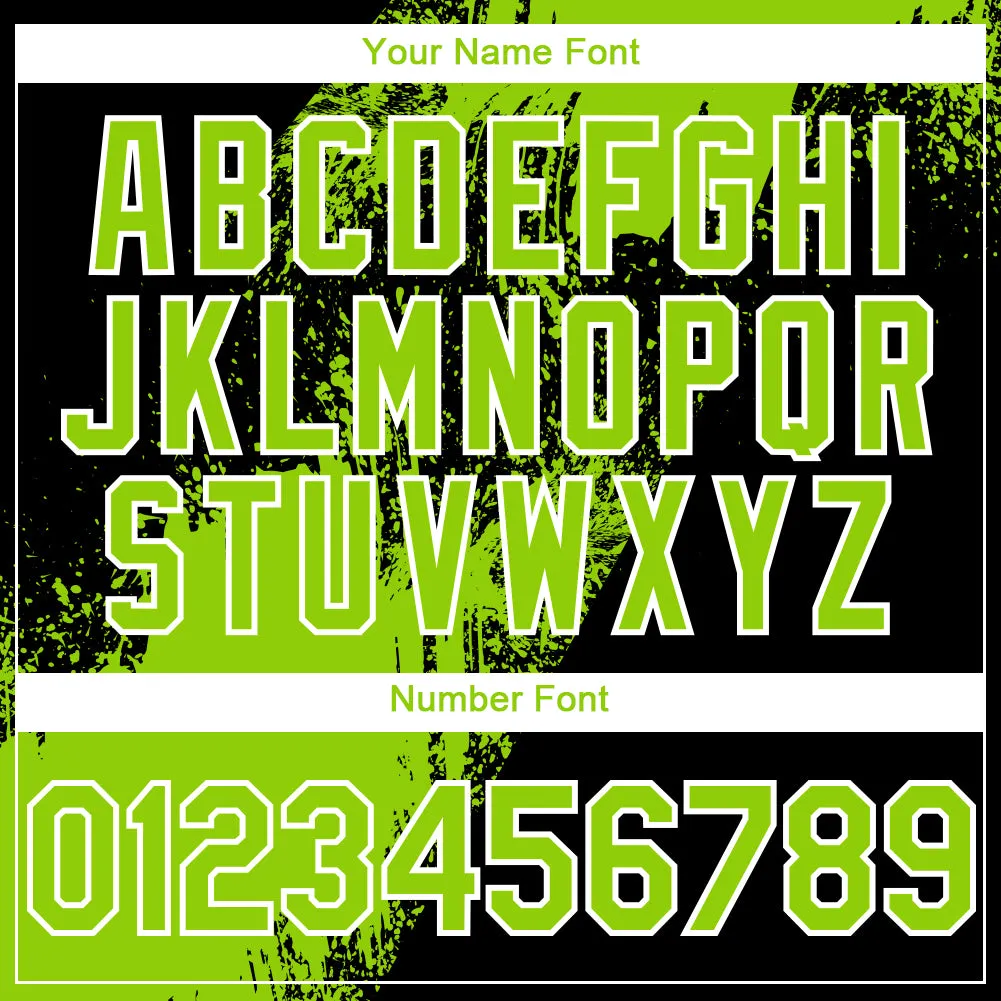 Custom Neon Green Black-White 3D Pattern Abstract Brush Stroke Two-Button Unisex Softball Jersey FansIdea