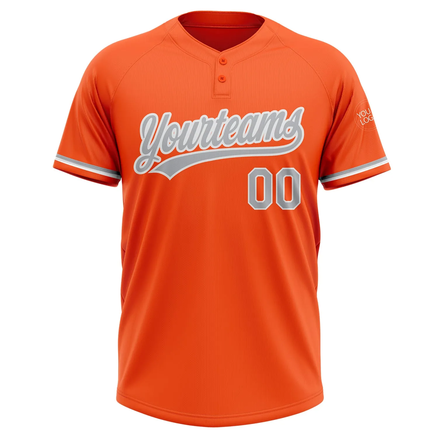 Custom Orange Gray-White Two-Button Unisex Softball Jersey FansIdea