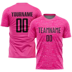 Custom Pink Black Sublimation Soccer Uniform Jersey FansIdea