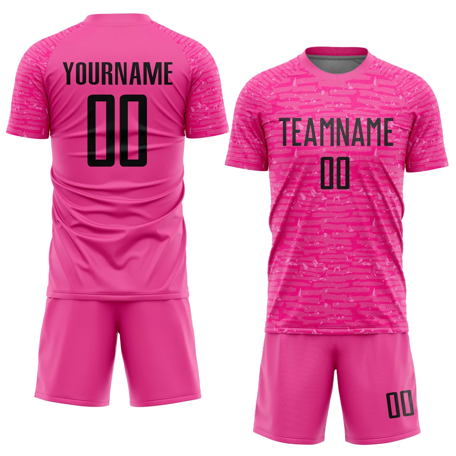 Custom Pink Black Sublimation Soccer Uniform Jersey FansIdea