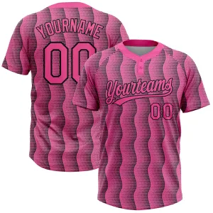 Custom Pink Pink-Black 3D Pattern Two-Button Unisex Softball Jersey FansIdea