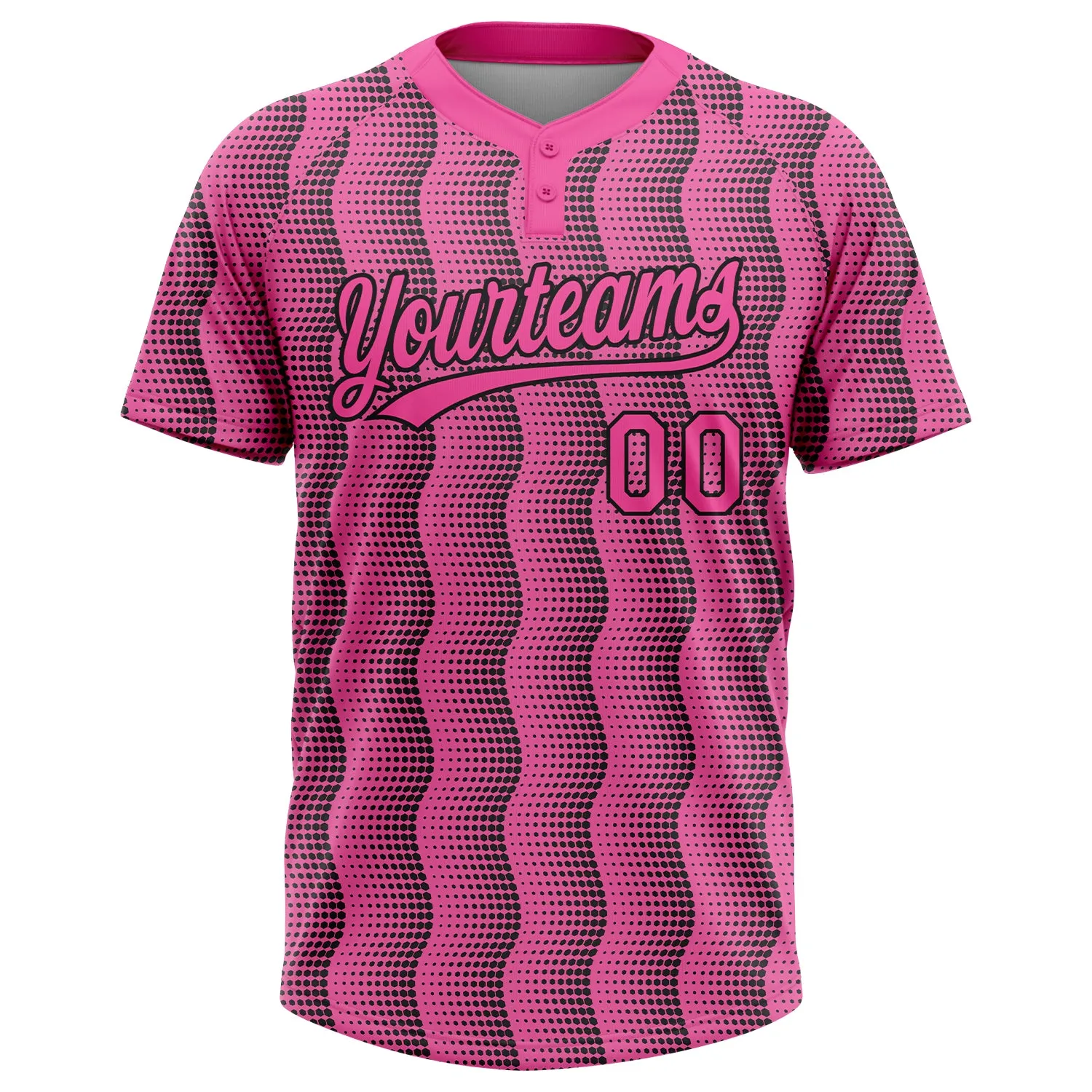 Custom Pink Pink-Black 3D Pattern Two-Button Unisex Softball Jersey FansIdea