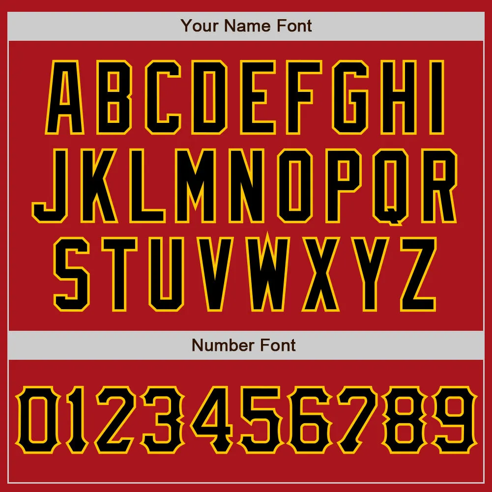 Custom Red Black-Yellow Two-Button Unisex Softball Jersey FansIdea