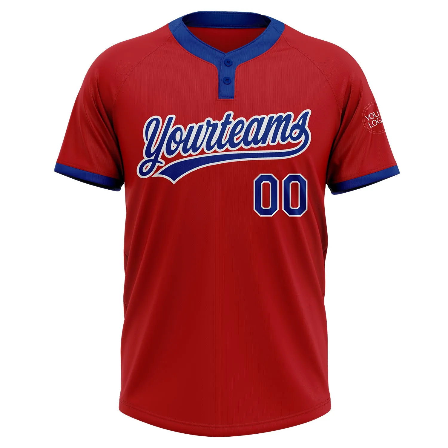Custom Red Royal-White Two-Button Unisex Softball Jersey FansIdea