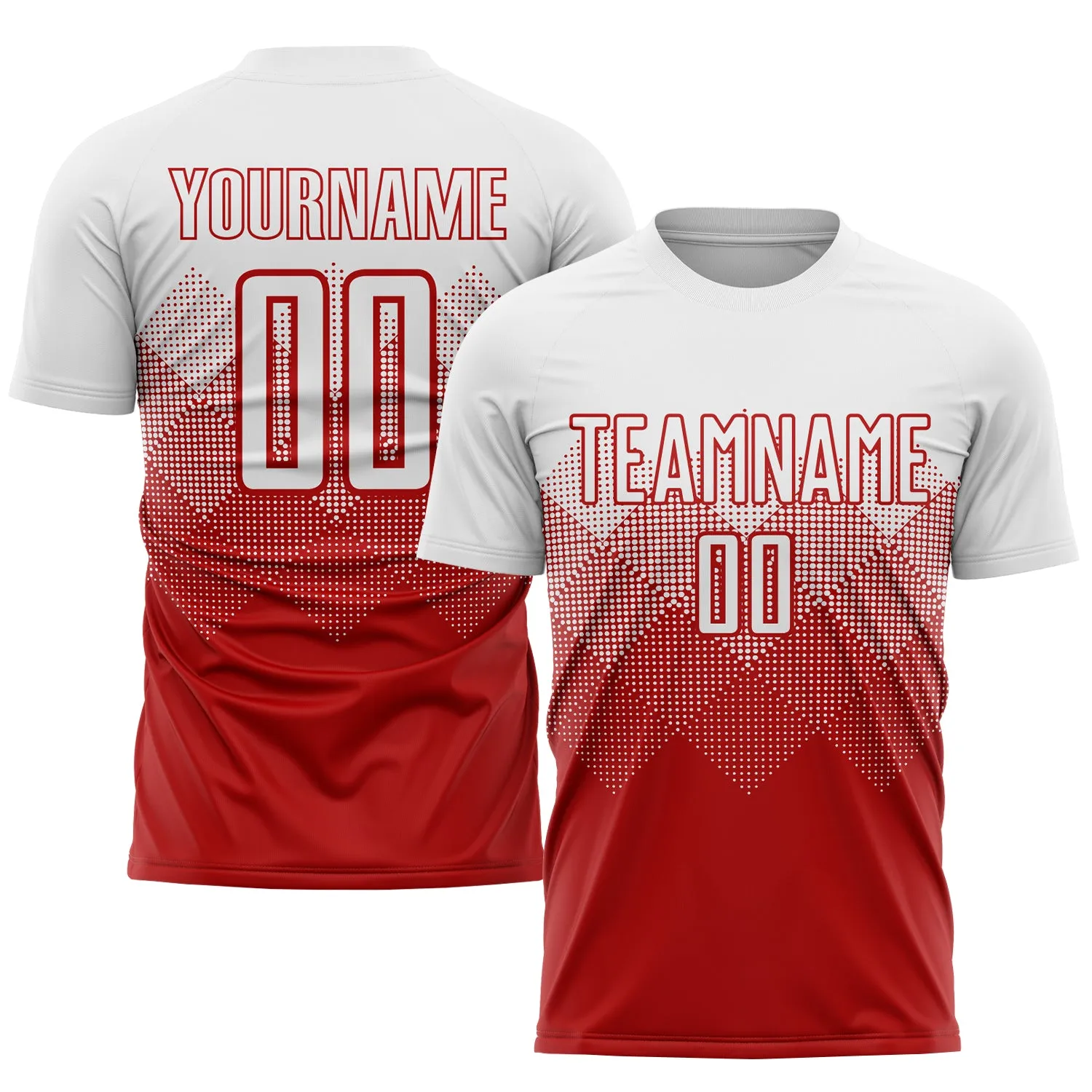 Custom Red White Sublimation Soccer Uniform Jersey FansIdea