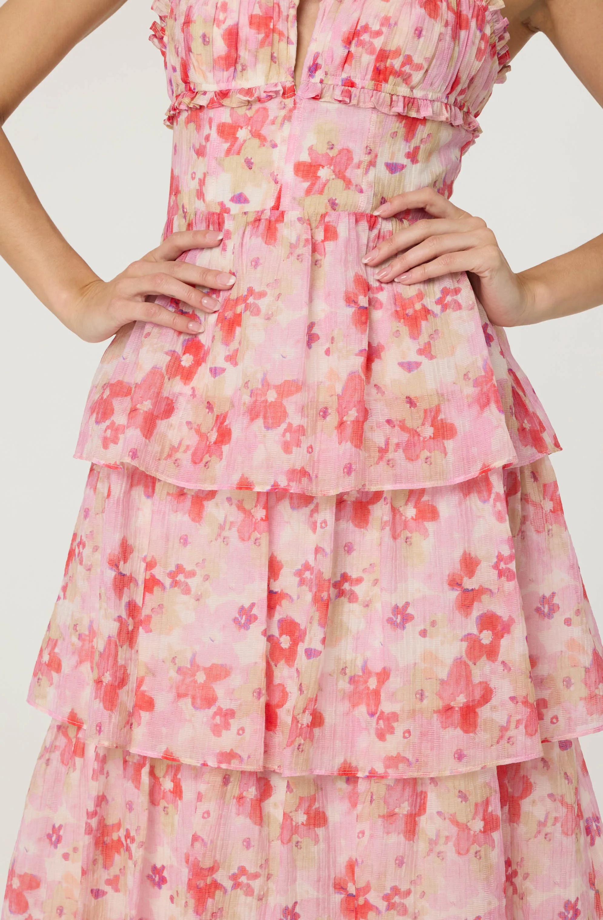 Customer Favorite Vonnessa Pleated Tiered Maxi Dress  Limited Availability!