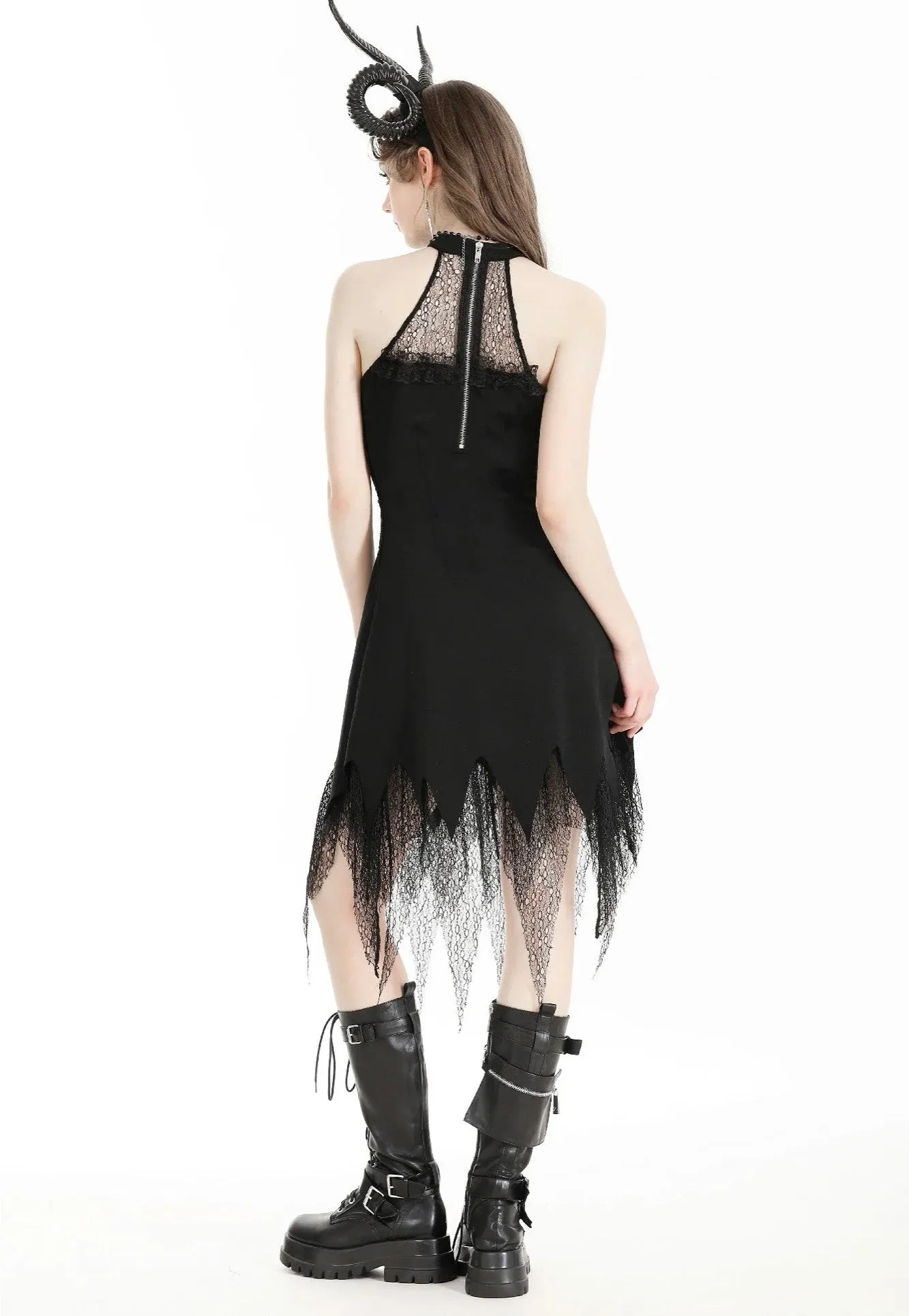 Dark In Love - Devil Sexy Net Deep V Neck Black - Dress