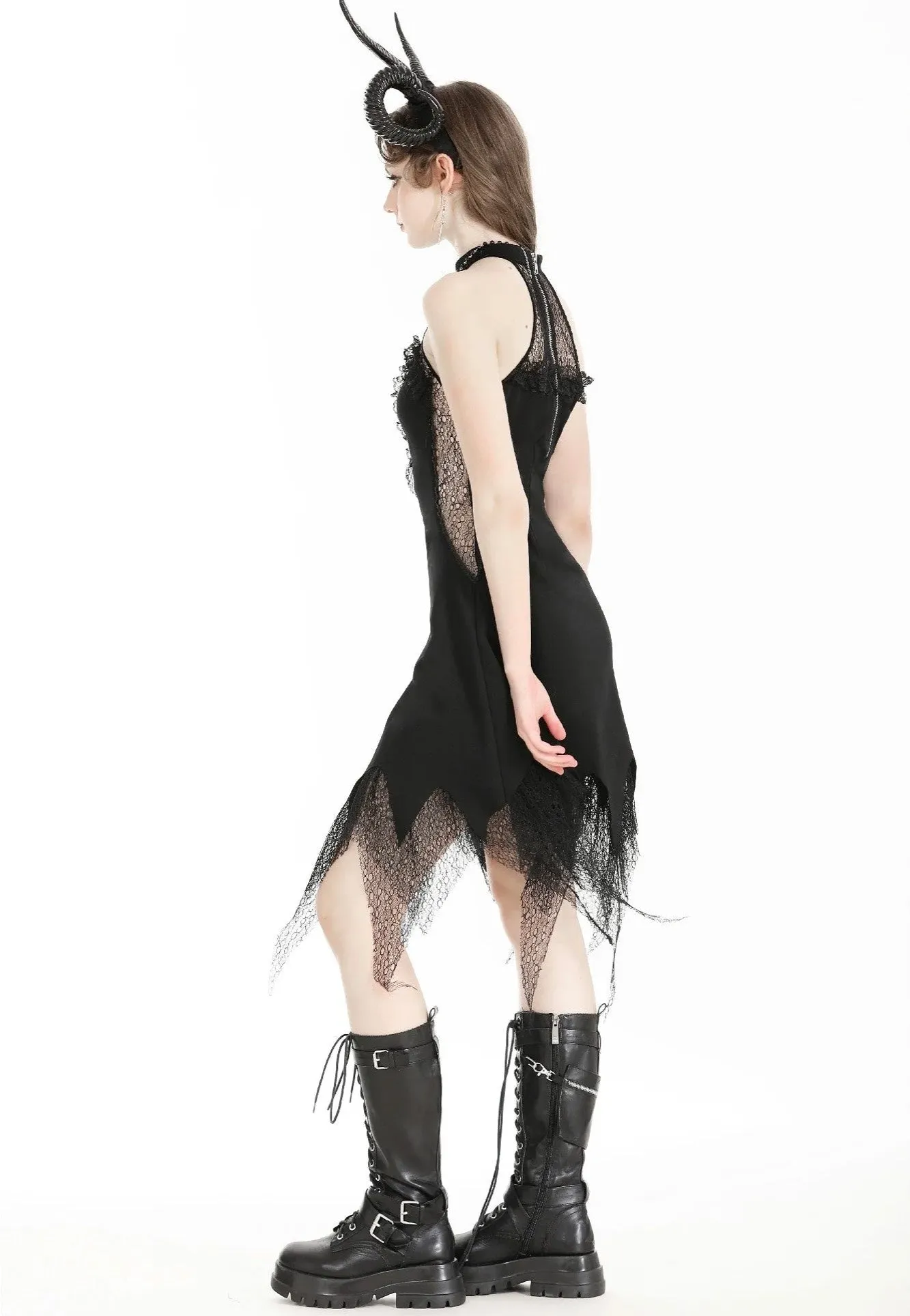 Dark In Love - Devil Sexy Net Deep V Neck Black - Dress