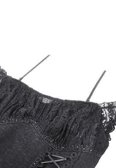 Dark In Love - Gothic Noble Romantic Lace Hi Low Black - Dress