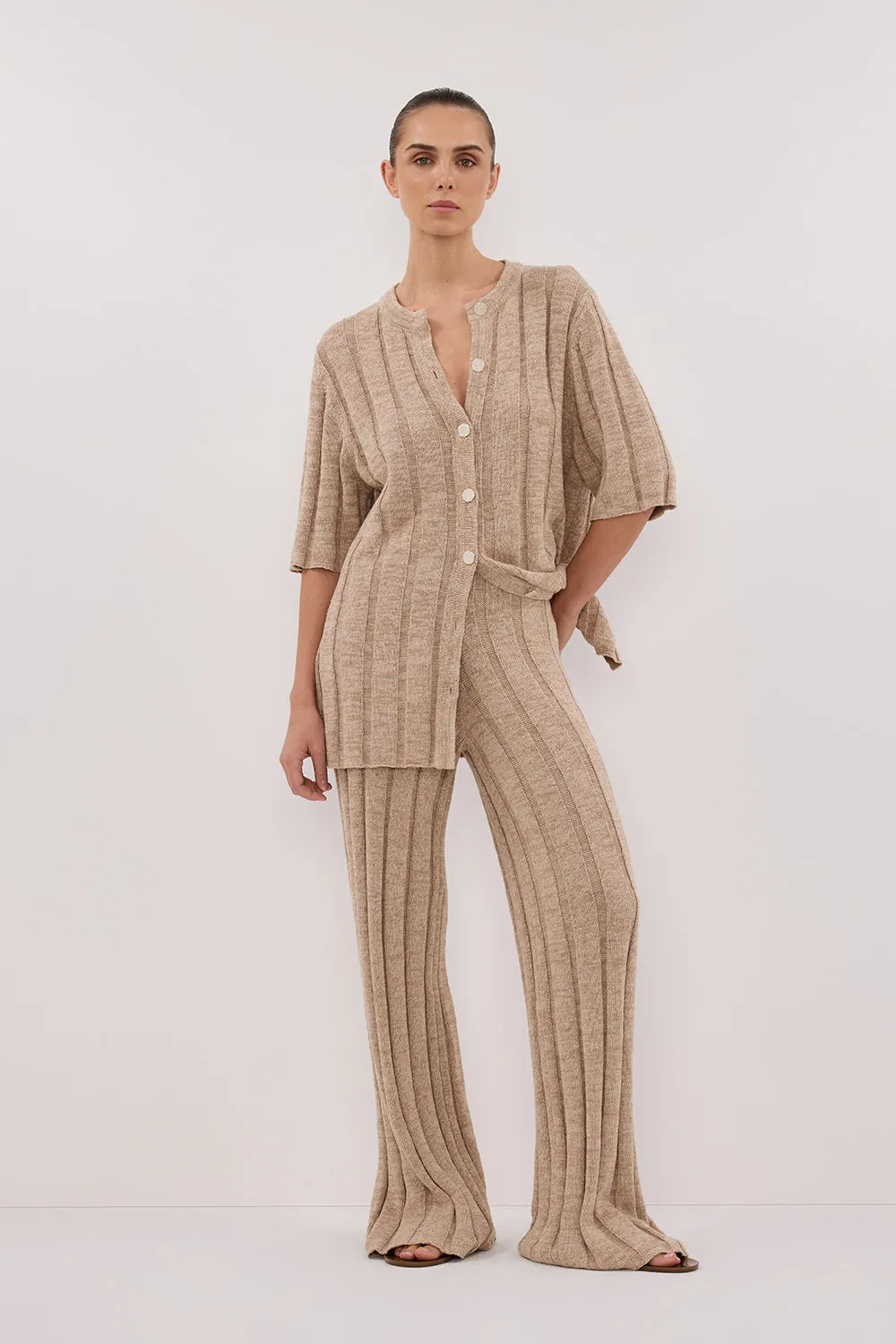 Dissh JAZZ NATURAL WIDE LEG KNIT PANT