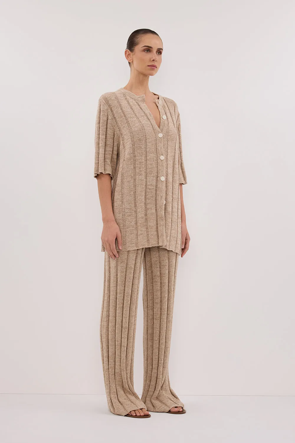 Dissh JAZZ NATURAL WIDE LEG KNIT PANT