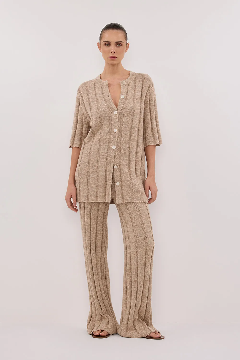 Dissh JAZZ NATURAL WIDE LEG KNIT PANT