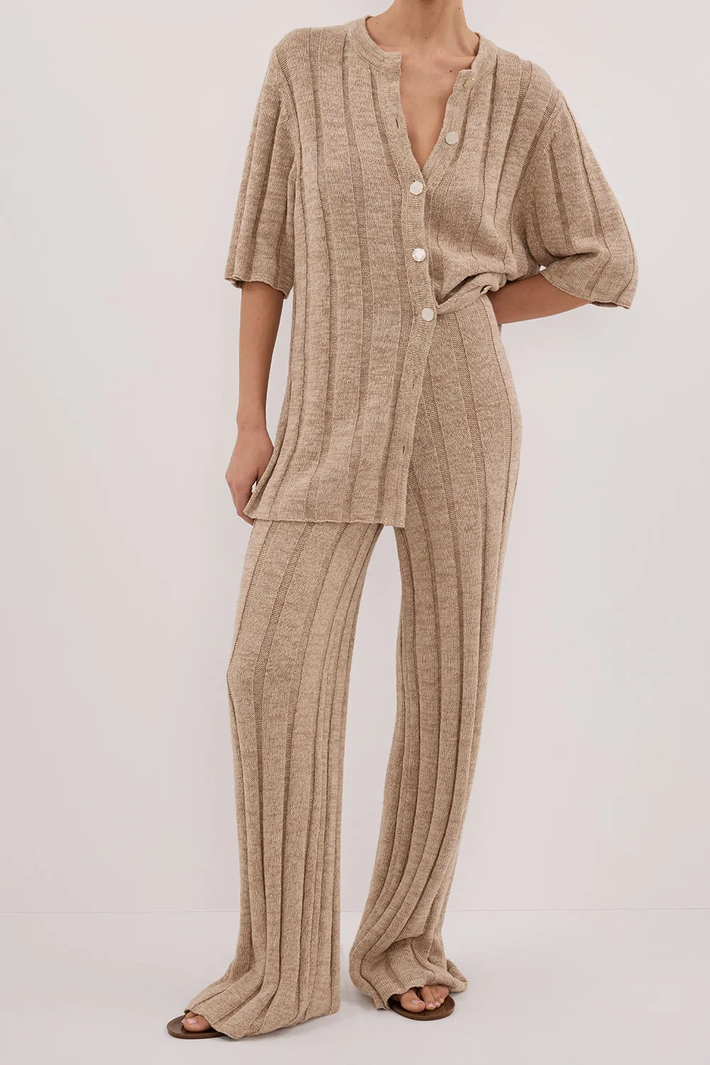Dissh JAZZ NATURAL WIDE LEG KNIT PANT