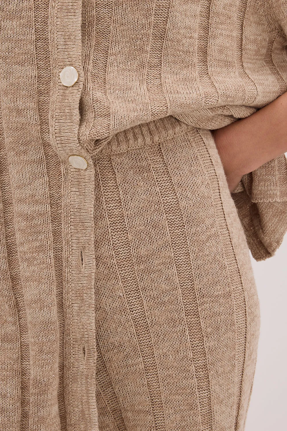 Dissh JAZZ NATURAL WIDE LEG KNIT PANT