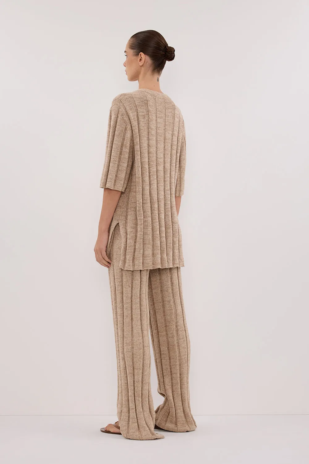 Dissh JAZZ NATURAL WIDE LEG KNIT PANT