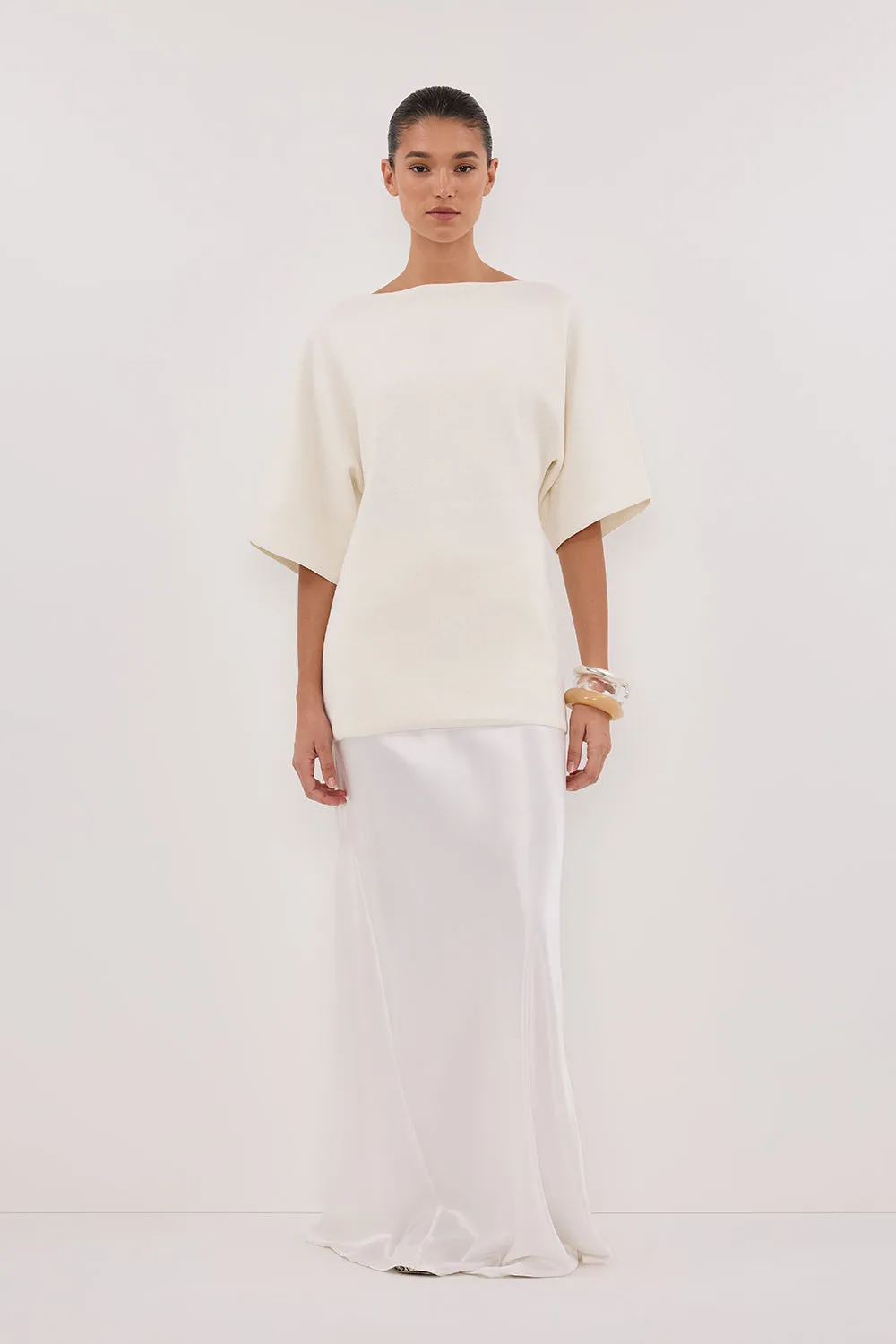 Dissh LIA IVORY SLEEVED KNIT TOP