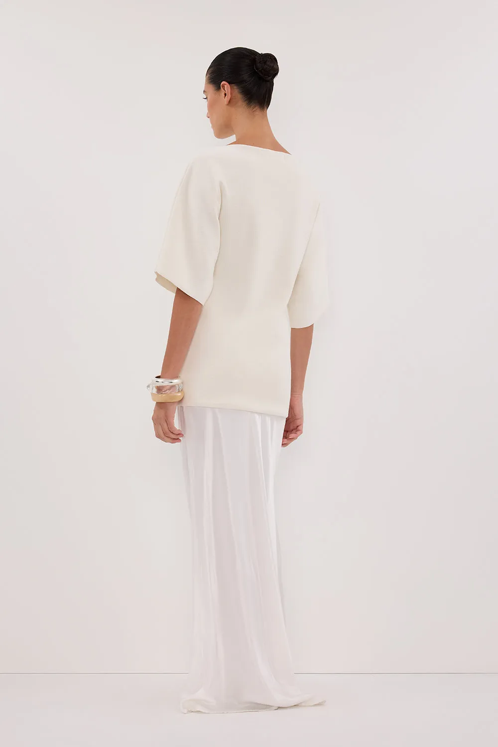 Dissh LIA IVORY SLEEVED KNIT TOP