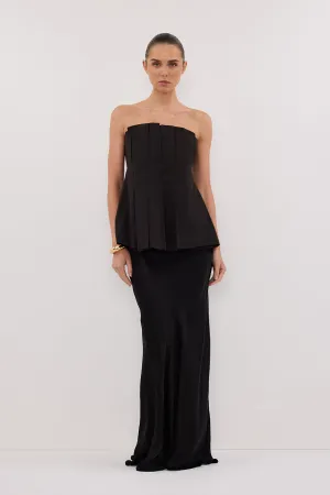 Dissh LILLY BLACK PLEATED STRAPLESS TOP