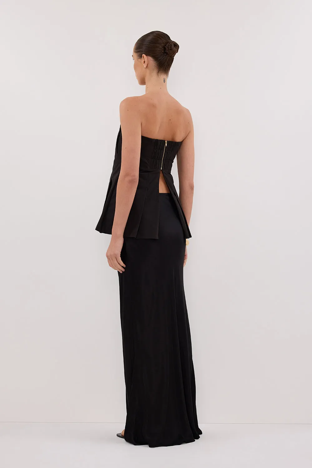 Dissh LILLY BLACK PLEATED STRAPLESS TOP