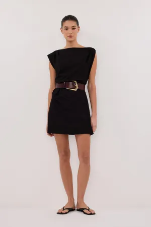 Dissh MARMO BLACK DRAPED MINI DRESS