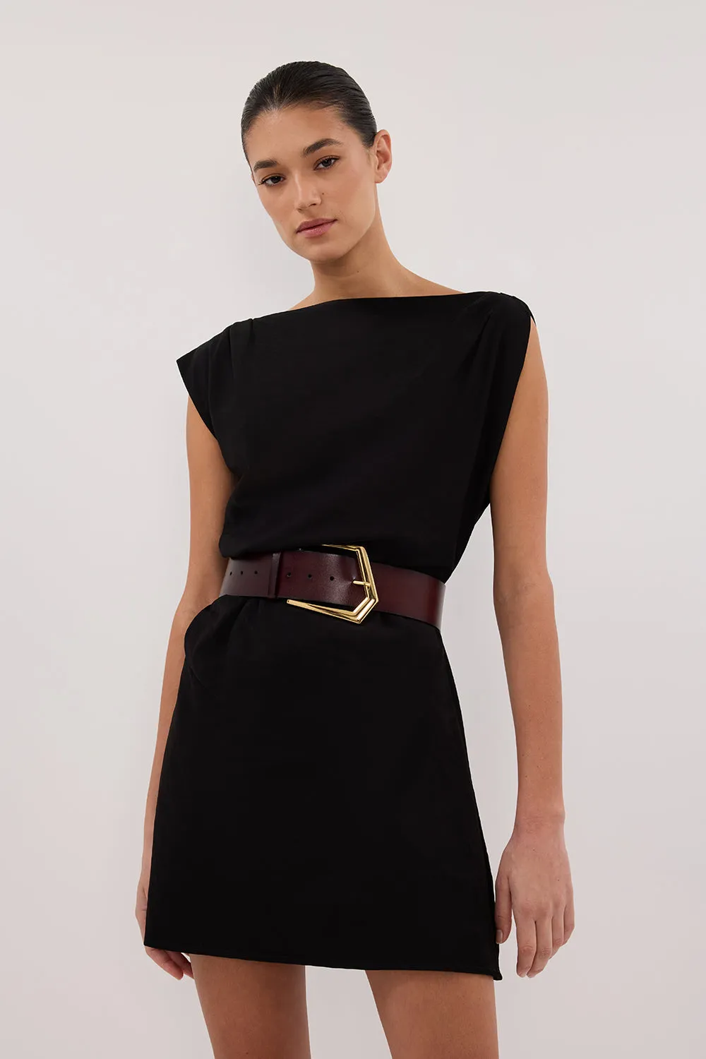 Dissh MARMO BLACK DRAPED MINI DRESS
