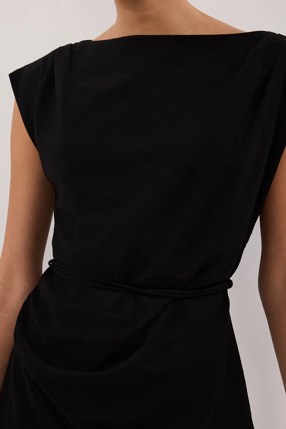 Dissh MARMO BLACK DRAPED MINI DRESS