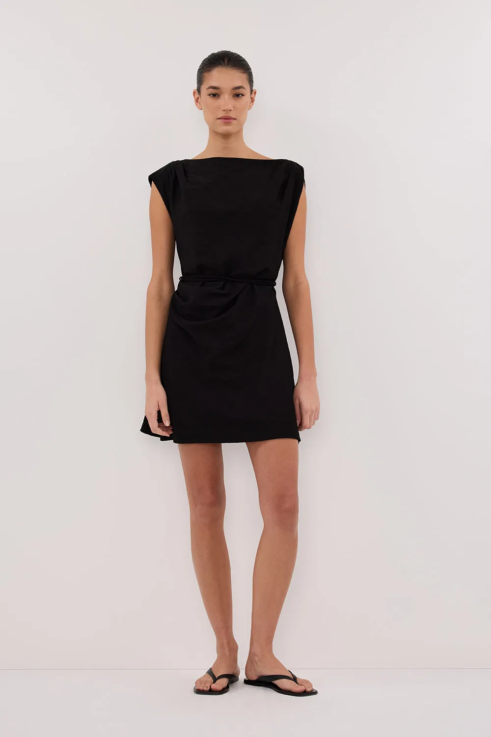 Dissh MARMO BLACK DRAPED MINI DRESS