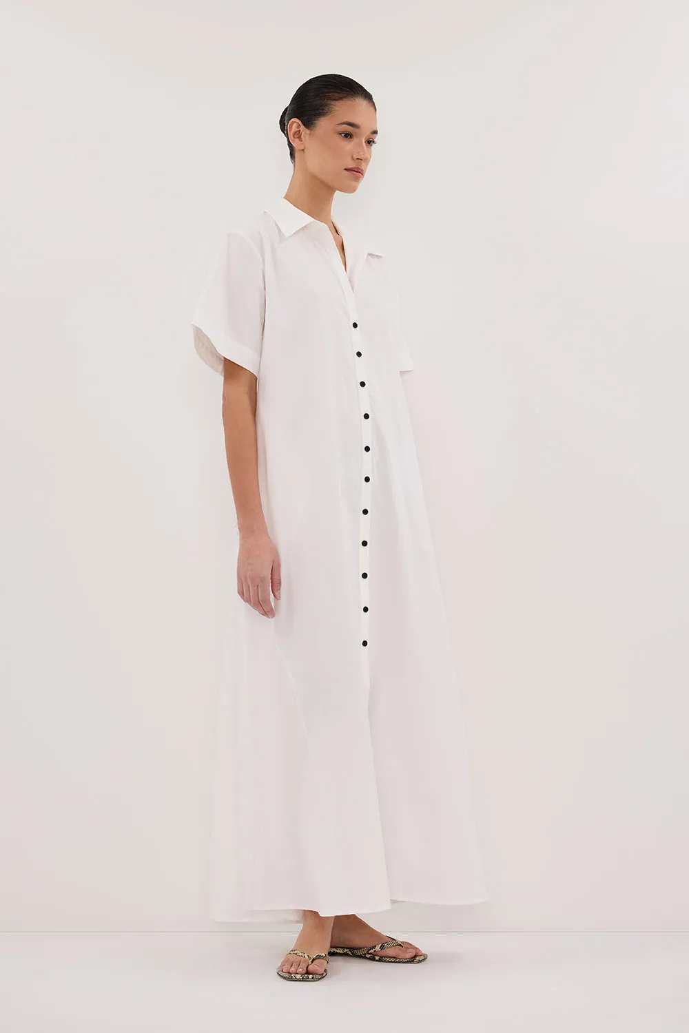 Dissh VIOLET WHITE SHIRT MIDI DRESS