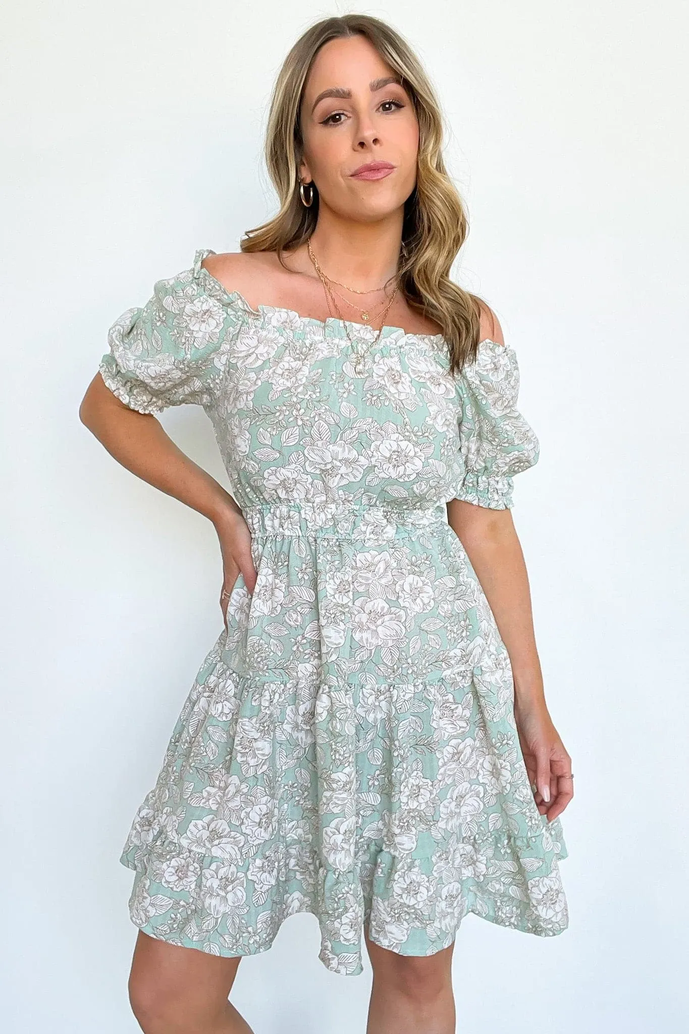 Dreamiest Darling Off Shoulder Ruffle Floral Dress - FINAL SALE