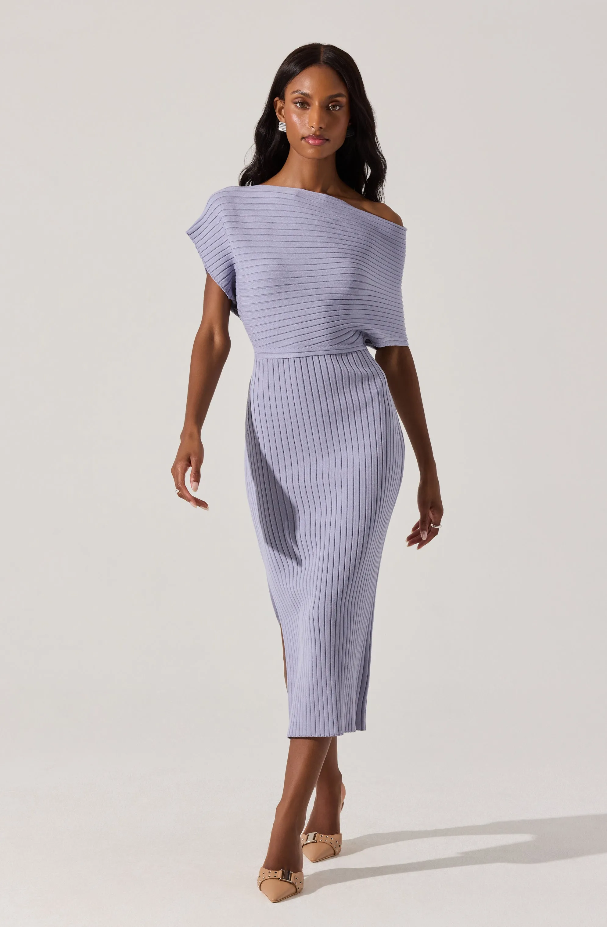 Editors Pick Off Shoulder Ribbed Sweater Dress  Going Fast!