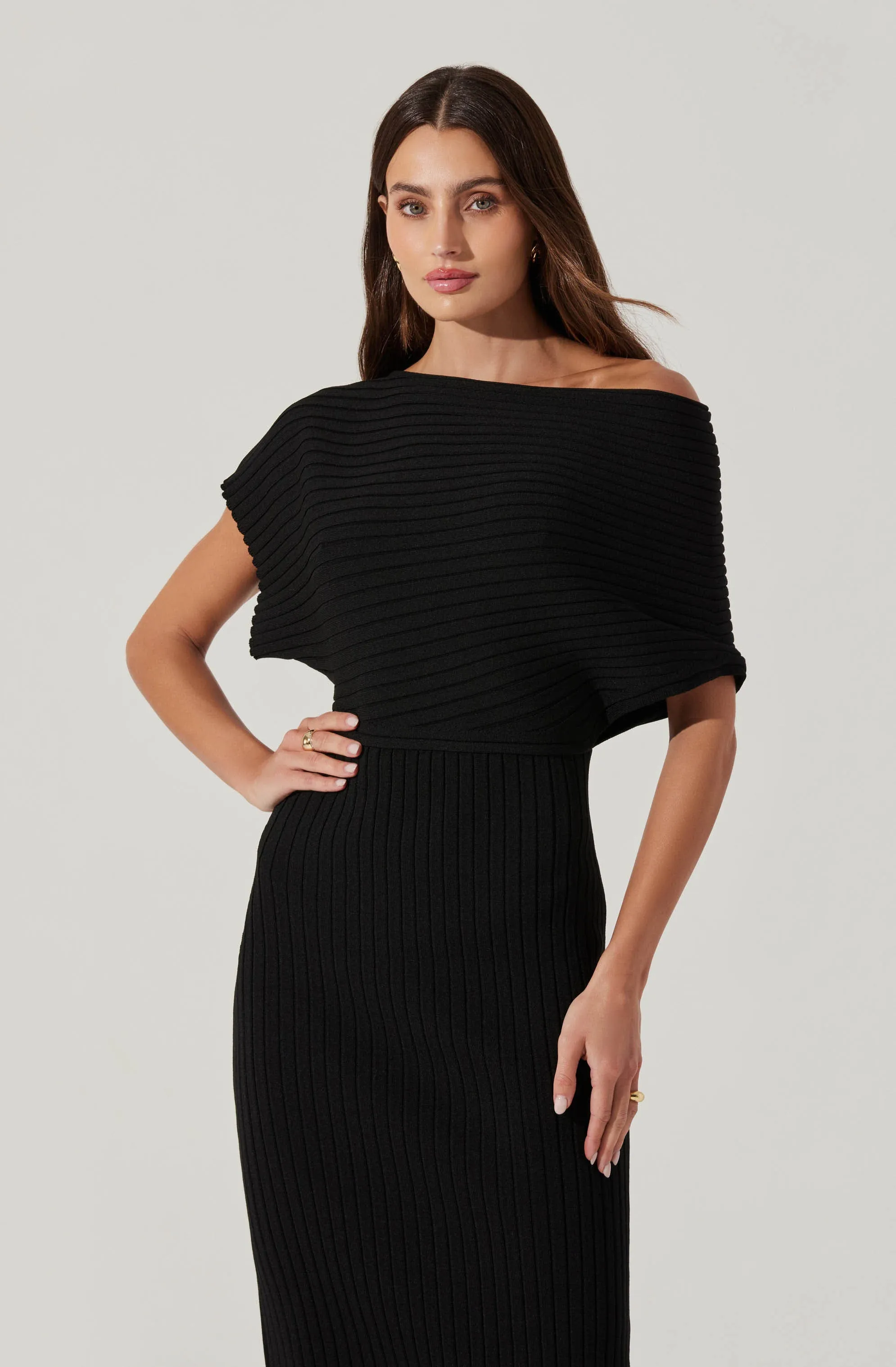 Editors Pick Off Shoulder Ribbed Sweater Dress  Going Fast!