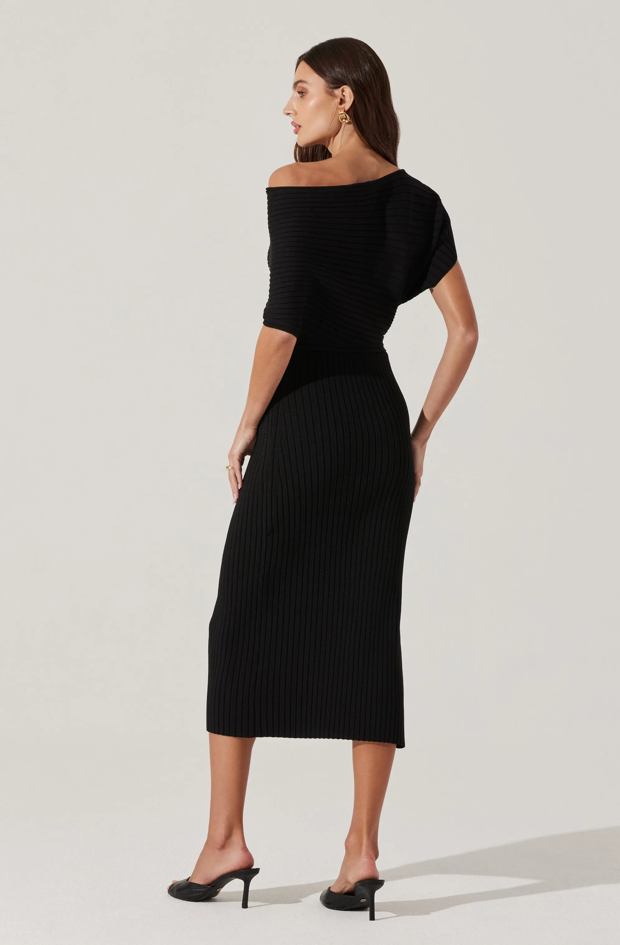 Editors Pick Off Shoulder Ribbed Sweater Dress  Going Fast!