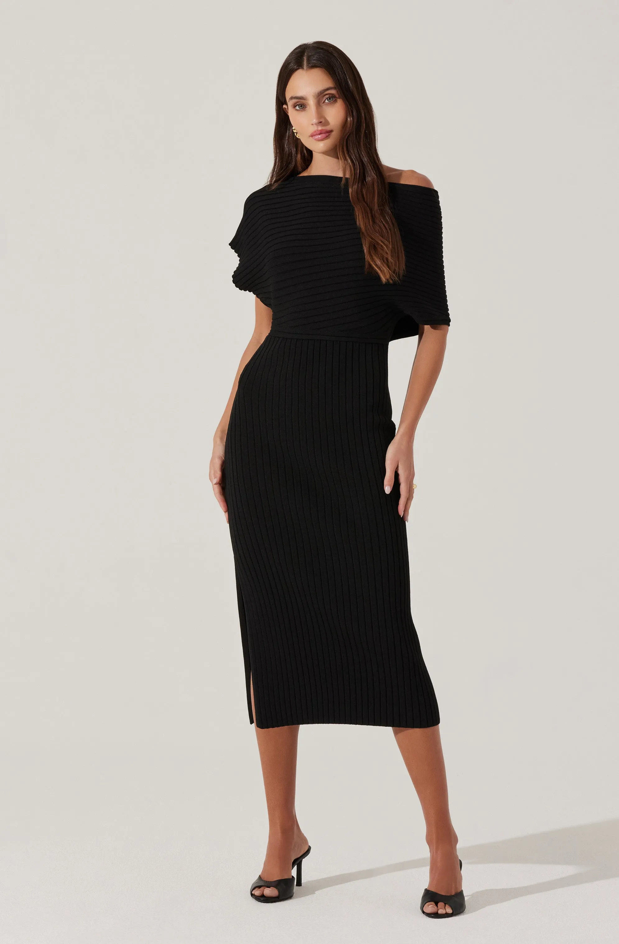 Editors Pick Off Shoulder Ribbed Sweater Dress  Going Fast!