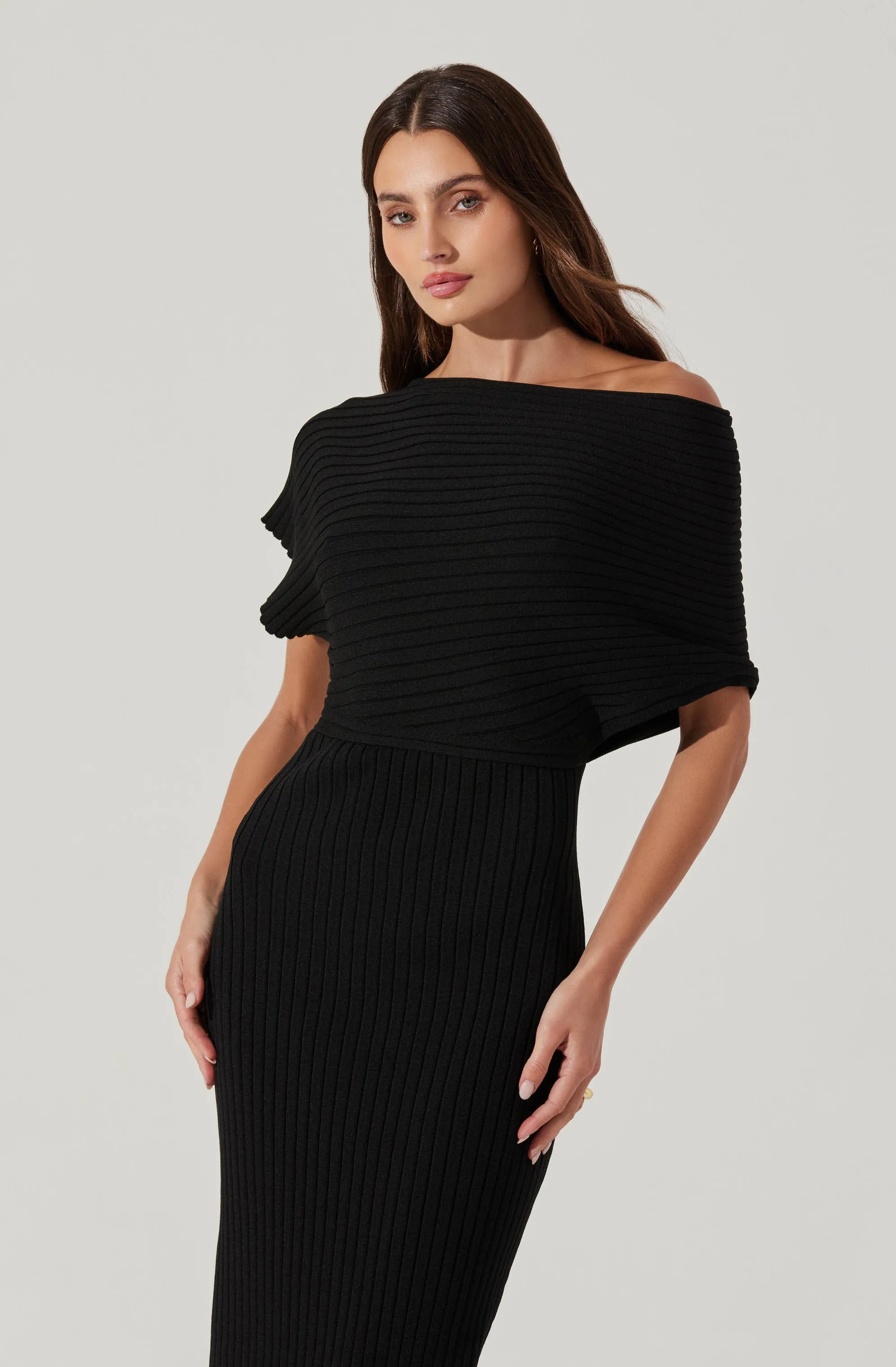 Editors Pick Off Shoulder Ribbed Sweater Dress  Going Fast!