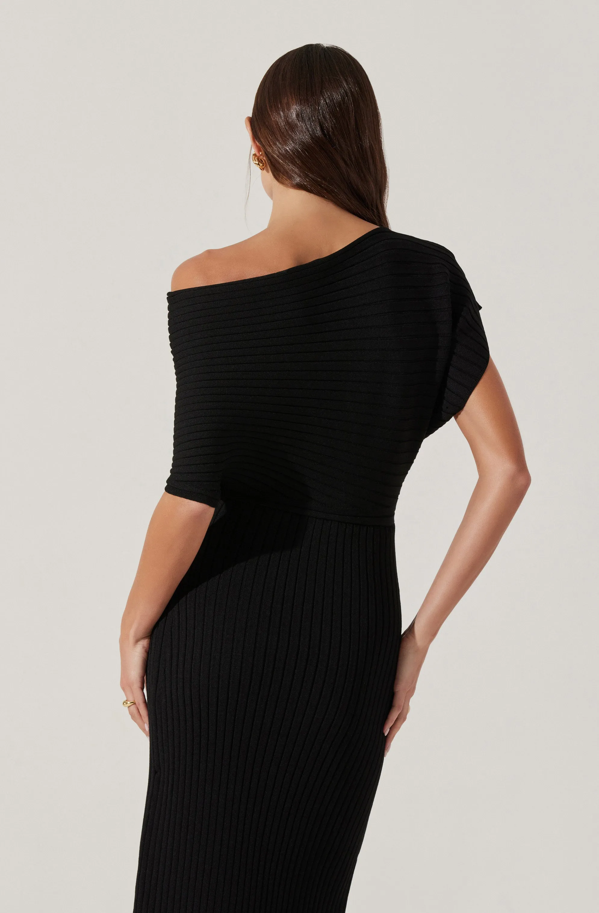 Editors Pick Off Shoulder Ribbed Sweater Dress  Going Fast!