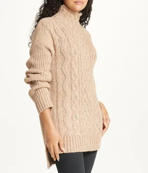 Exclusive Bejewelled Cable Mock Neck Sweater  Ends Soon!