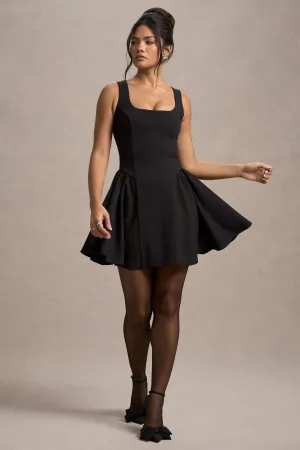 Fiala | Black Square-Neck Mini Dress With Volume Skirt Club L London