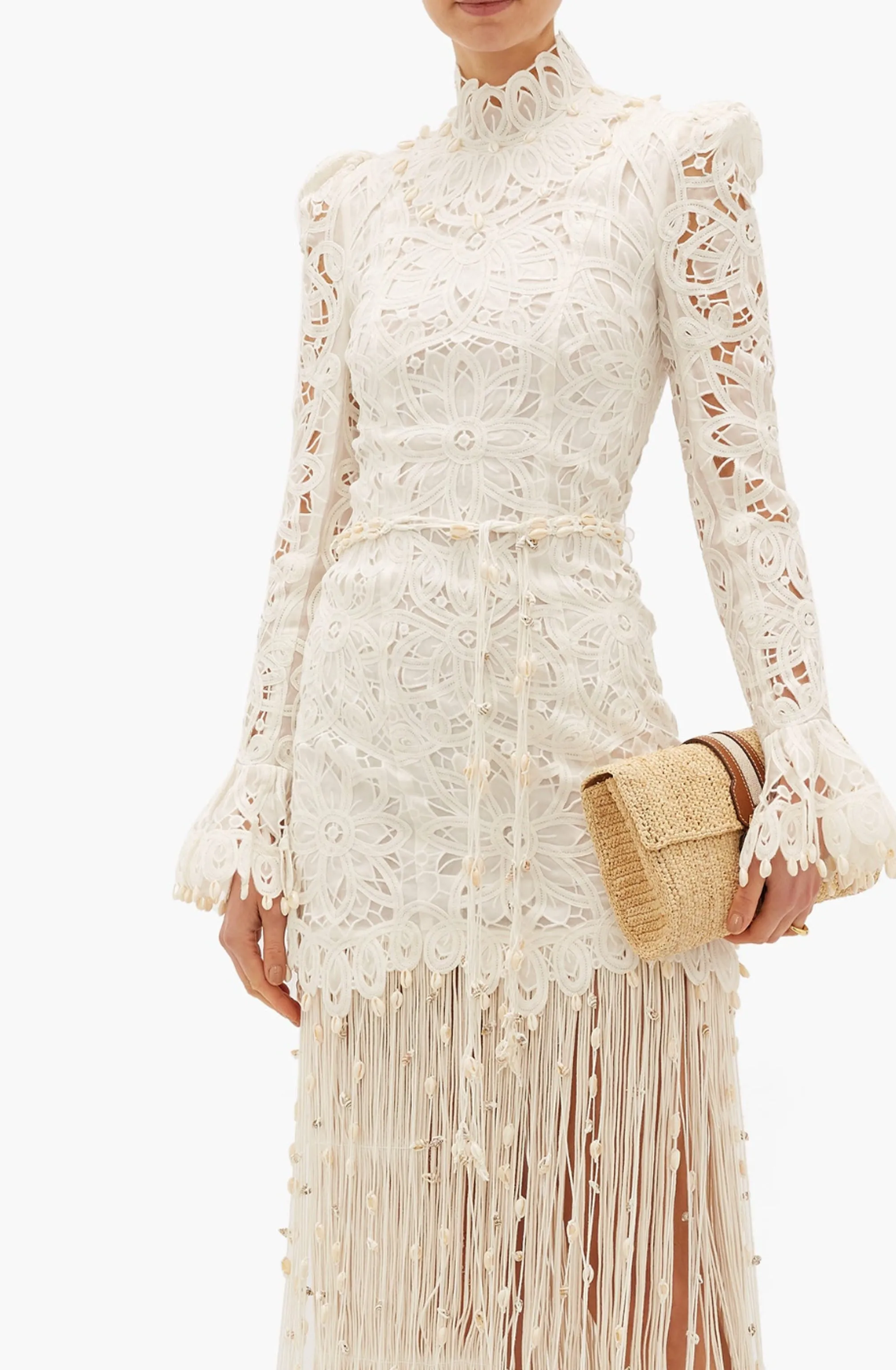 FINAL SALE: Wavelength Seashell Fringed Silk Gown by Zimmermann