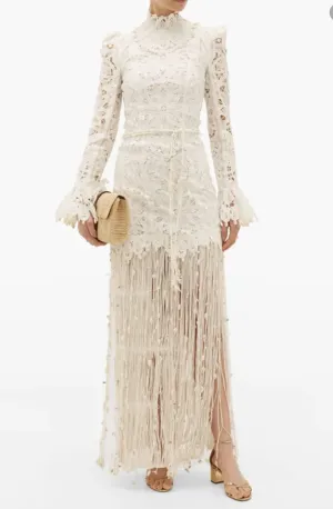 FINAL SALE: Wavelength Seashell Fringed Silk Gown by Zimmermann