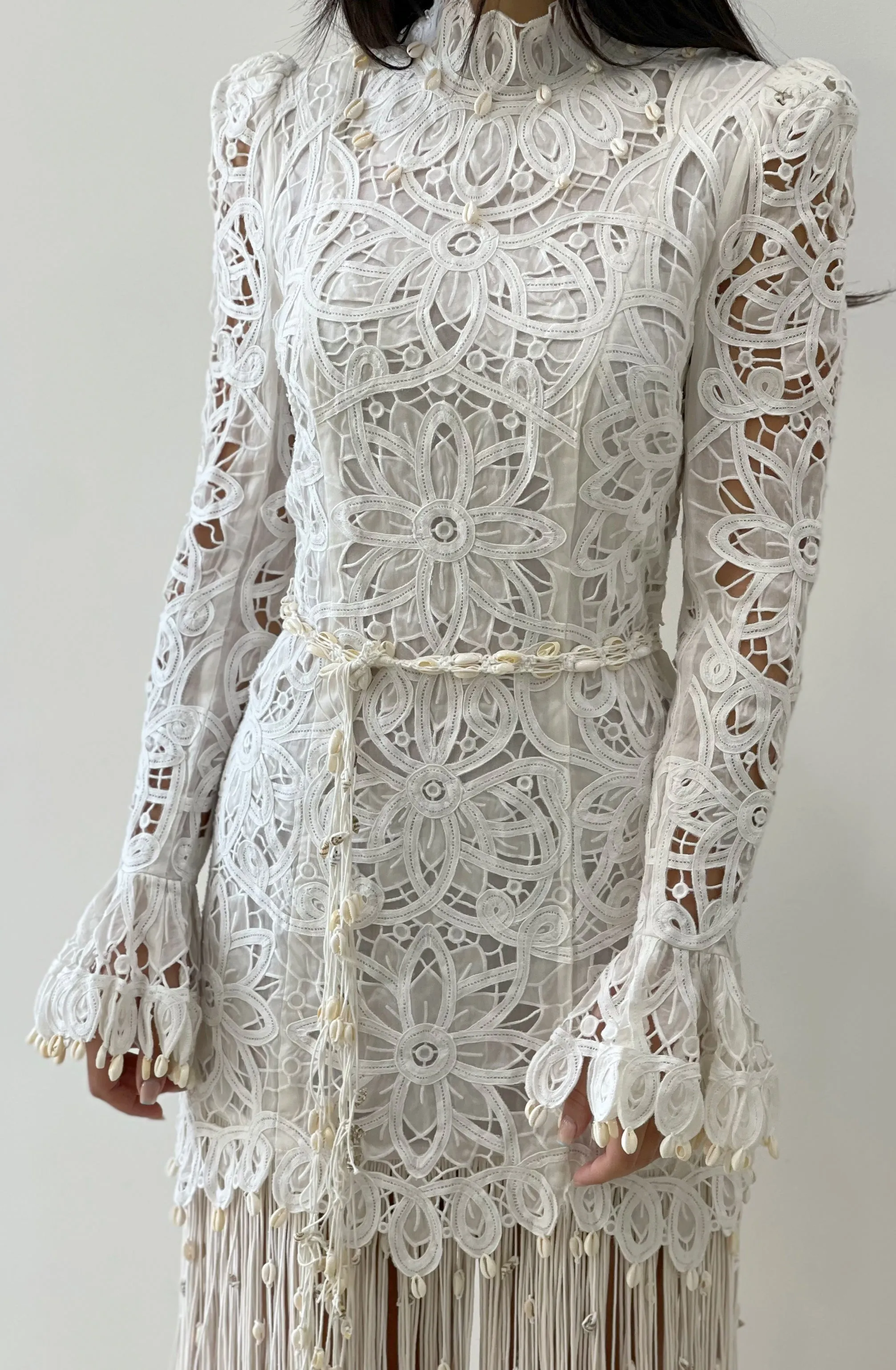FINAL SALE: Wavelength Seashell Fringed Silk Gown by Zimmermann