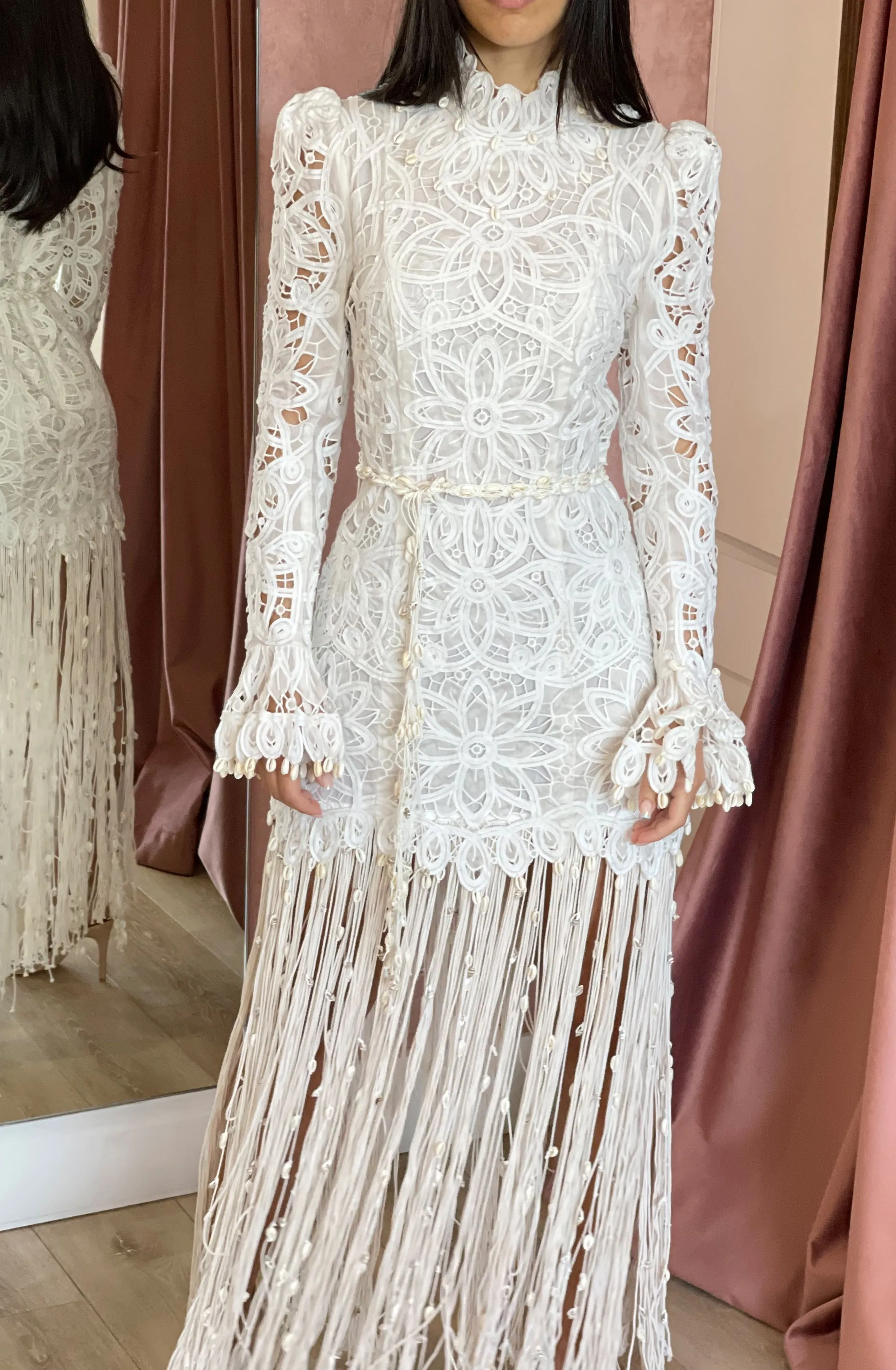 FINAL SALE: Wavelength Seashell Fringed Silk Gown by Zimmermann