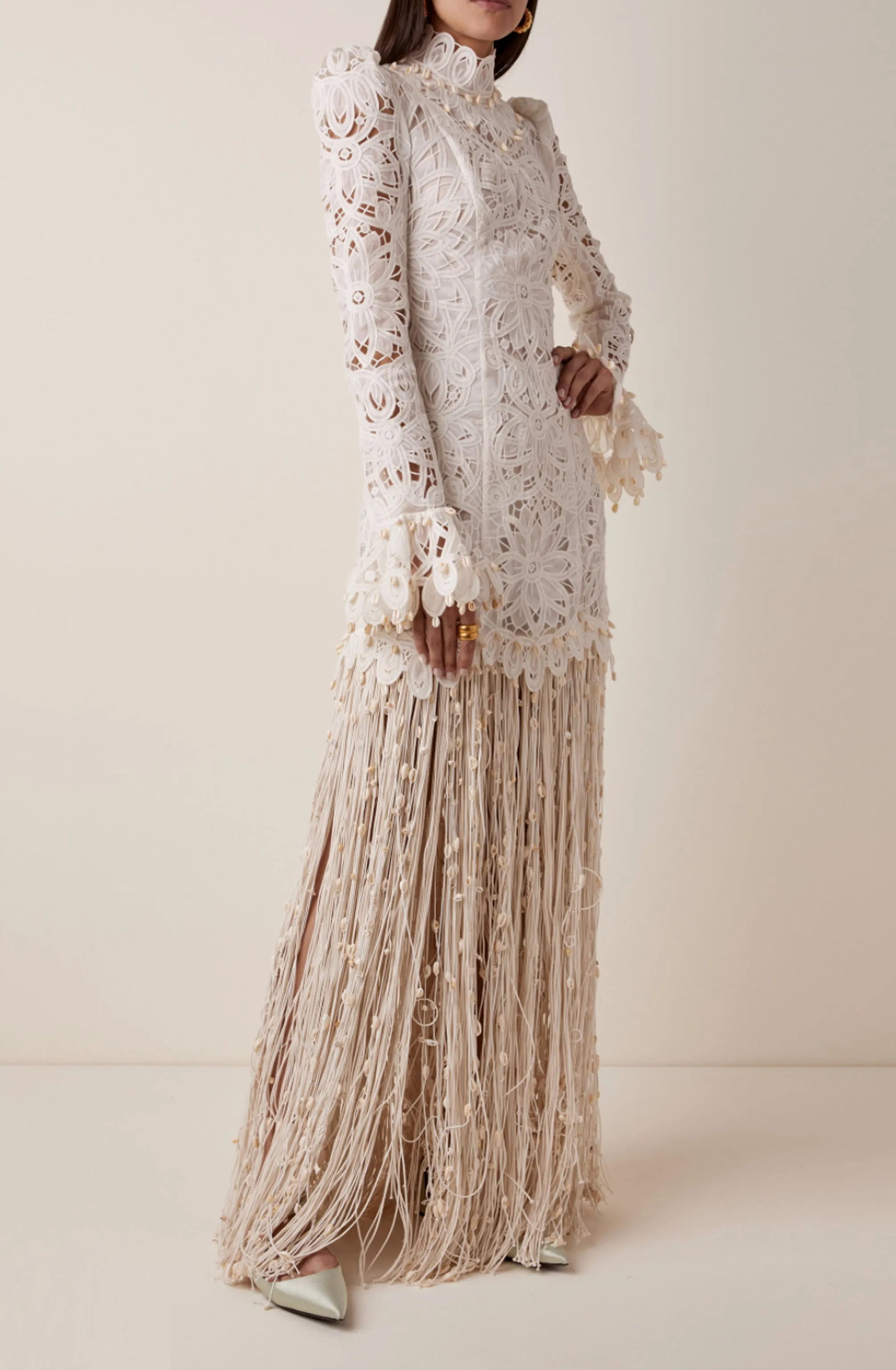 FINAL SALE: Wavelength Seashell Fringed Silk Gown by Zimmermann
