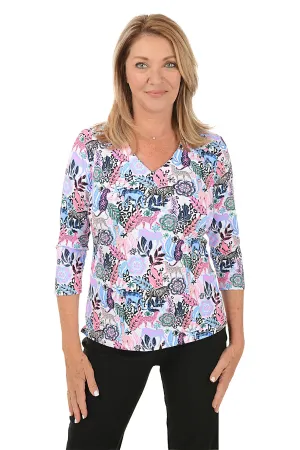 Floral Safari UPF50  V-Neck Top