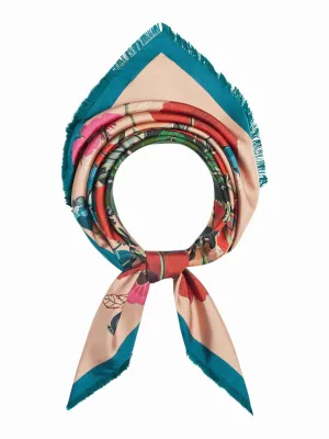 FRANCO FERRARI - CIALDA DOUBLE SIDED FRINGE SILK SCARF IN POPPIES
