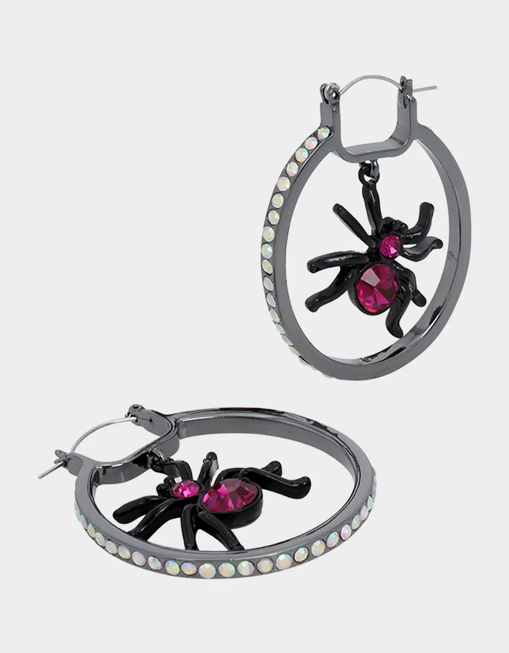 GHOUL FRIENDS SPIDER HOOP EARRINGS PINK Betsey Johnson