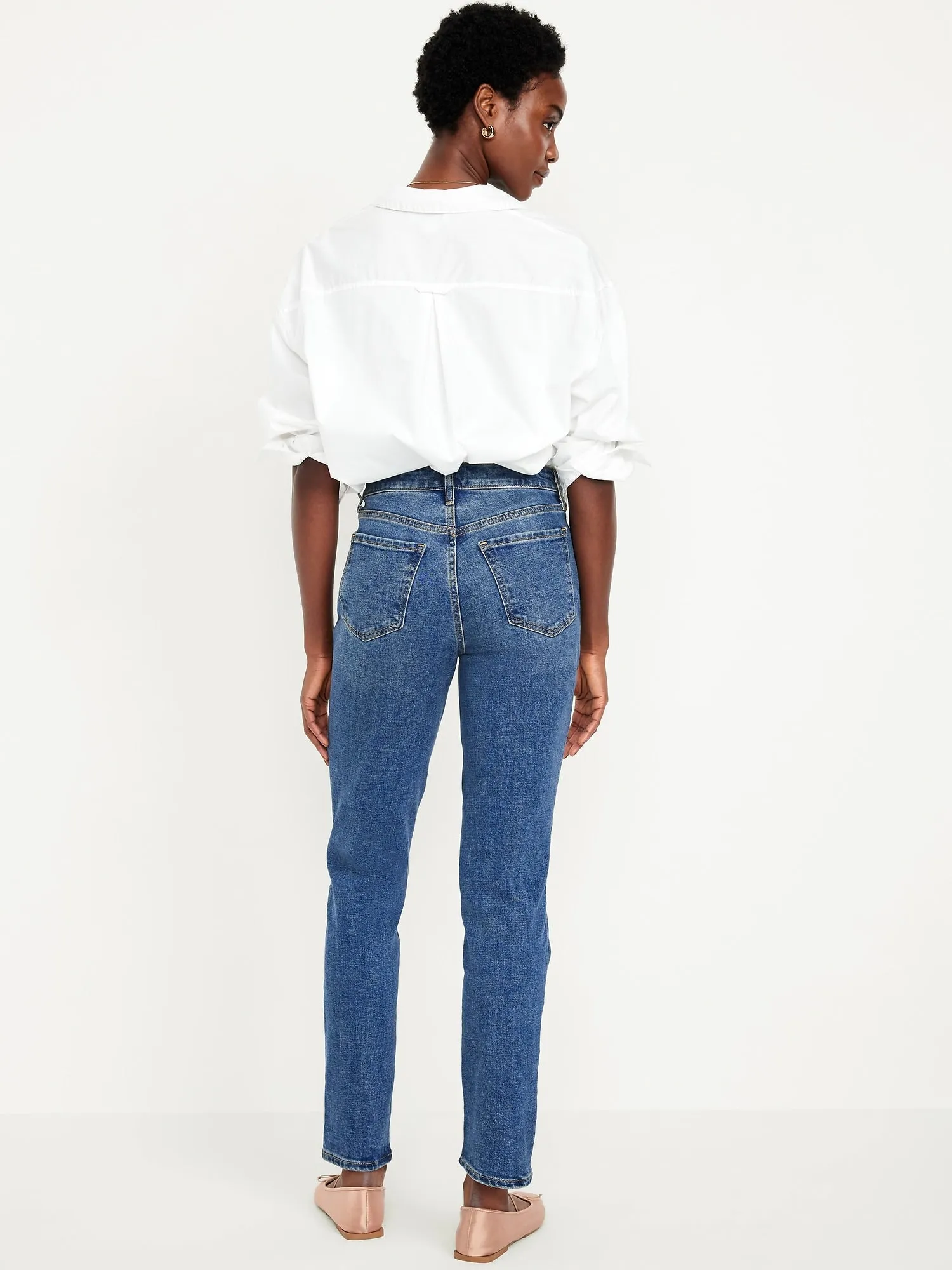 High-Waisted OG Straight Floral Applique Ankle Jeans