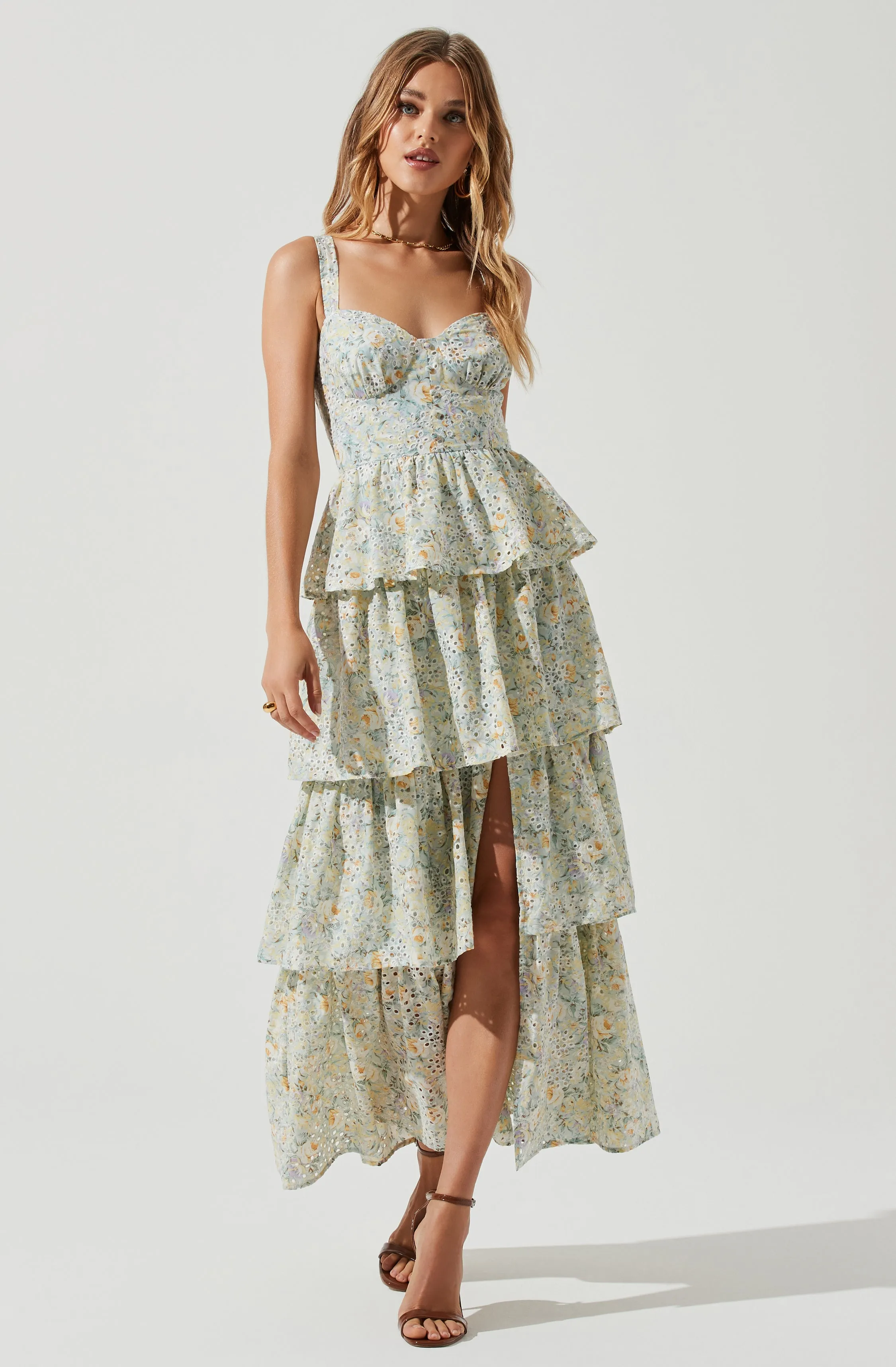 Hot Deal Midsummer Eyelet Tiered Maxi Dress  Last Few Pieces!
