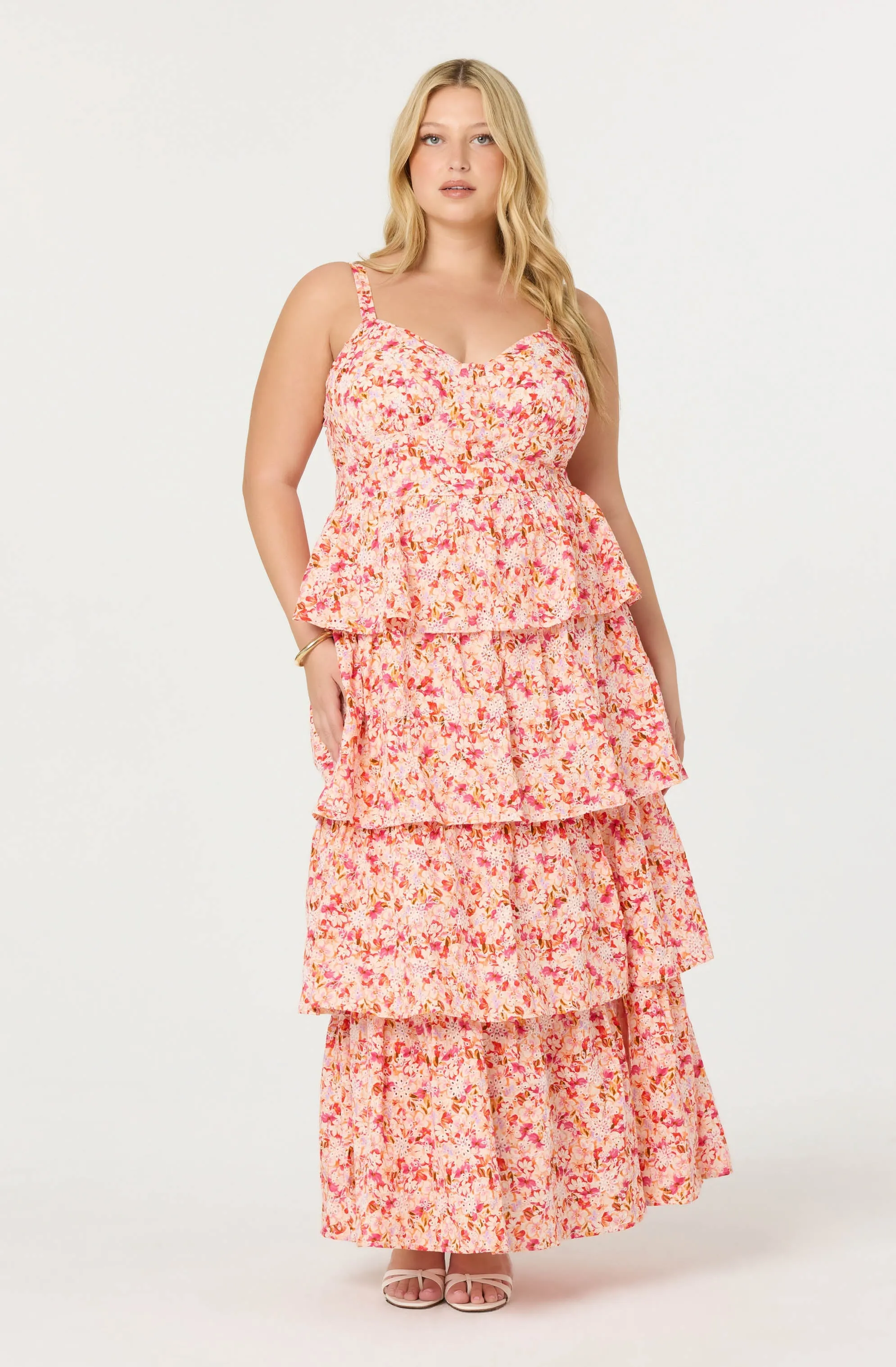 Hot Deal Midsummer Eyelet Tiered Maxi Dress  Last Few Pieces!