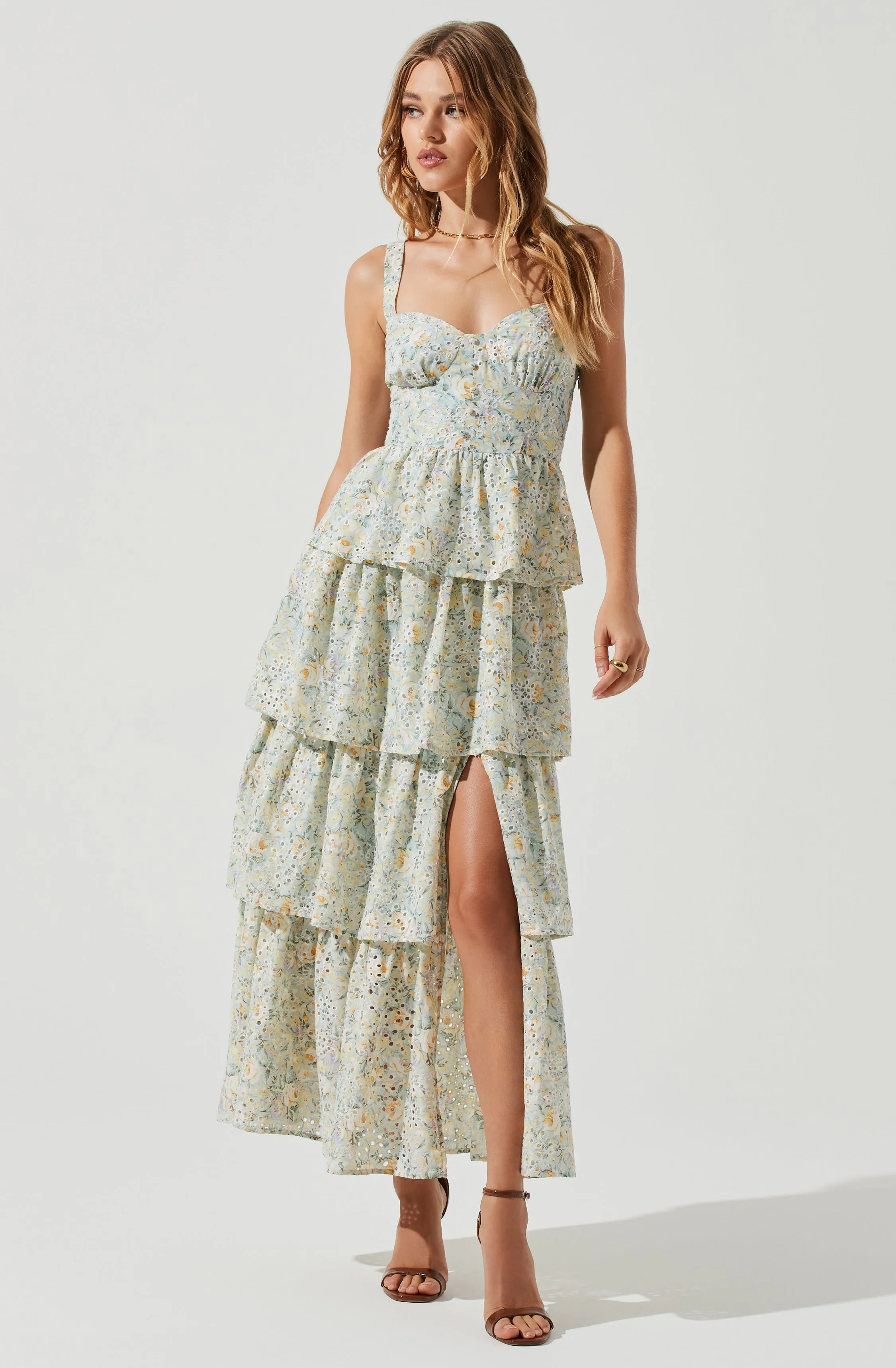 Hot Deal Midsummer Eyelet Tiered Maxi Dress  Last Few Pieces!