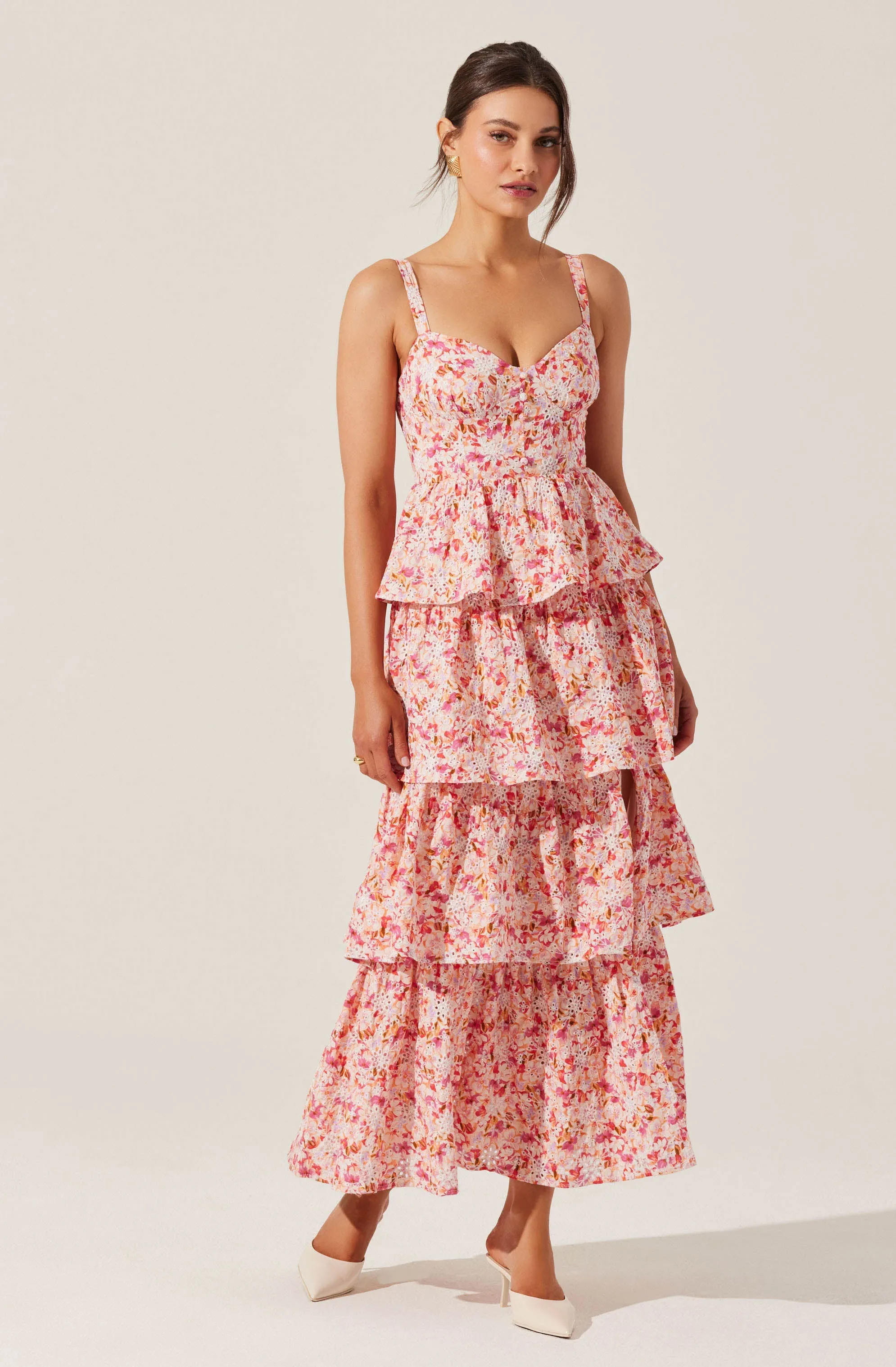 Hot Deal Midsummer Eyelet Tiered Maxi Dress  Last Few Pieces!